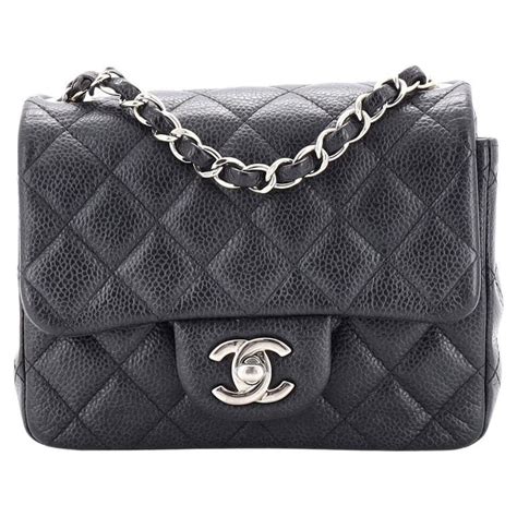 Chanel Cream White Quilted Caviar Mini Square Classic Single 